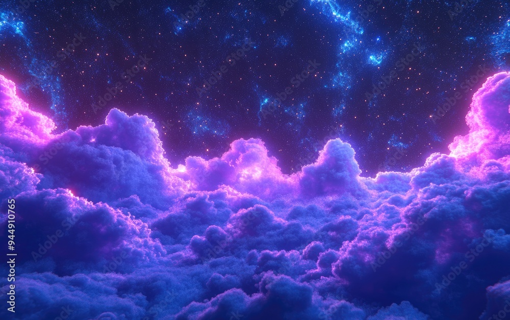 Poster Space nebula in 3D cartoon rendering suitable for projects related to science research and education 3D illustration