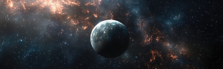 Obraz premium Planet in deep space a 3D cartoon rendering of an exoplanet seen through the eyes of an artist featuring a stunning wallpaper and space background 3D render