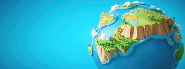 3D globe featuring a cartoon rendering of the South Pole and South America