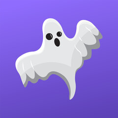 A ghost is flying in the air with its eyes wide open