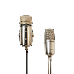 Vintage Silver and Gold Microphones Set Isolated on Transparent Background