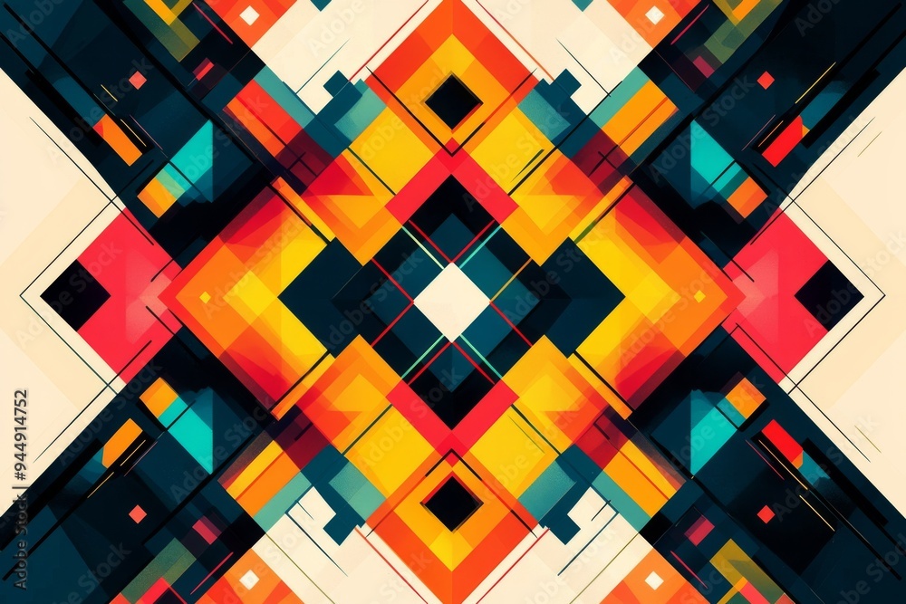 Canvas Prints Abstract Geometric Pattern with Vibrant Colors created with Generative AI