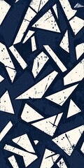 Fototapeta premium Abstract geometric pattern with contrasting navy and off-white shards.