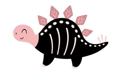 Pink Halloween dinosaur clipart. Cute dinosaur clipart in cartoon flat style. Girly Halloween clipart. Hand drawn vector illustration.
