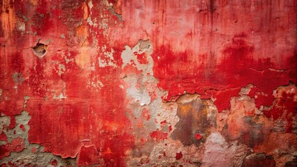 Obraz premium Texture of red colored old wall with layers of worn out paint , texture, red, old, wall, layers, worn out, paint, grunge