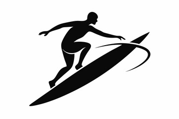 surfing in the beach vector silhouette illustration 