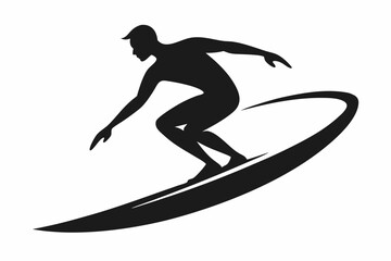 surfing in the beach vector silhouette illustration 