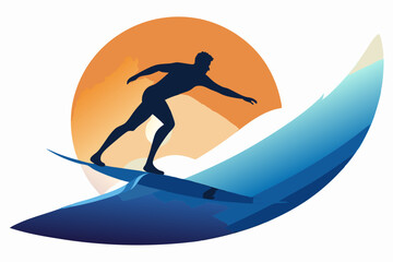 surfing in the beach vector silhouette illustration 