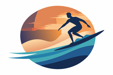 surfing in the beach vector silhouette illustration 