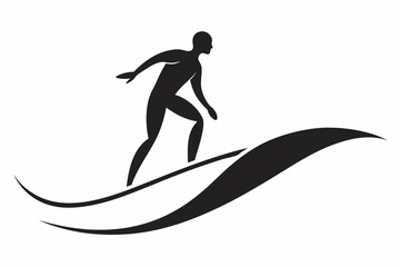 surfing in the beach vector silhouette illustration 