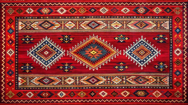 Horizontal handcrafted red sadu rug with intricate traditional design, traditional, handmade, detailed, red, sadu, rug