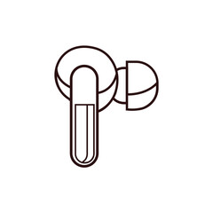 Line art vector earphone illustration, simple design, minimalistic, clean black lines.