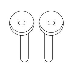 Line art vector earphone illustration, simple design, minimalistic, clean black lines.