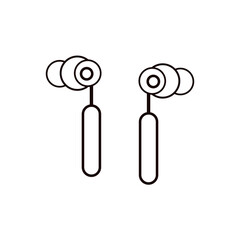 Line art vector earphone illustration, simple design, minimalistic, clean black lines.