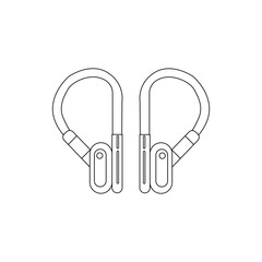 Line art vector earphone illustration, simple design, minimalistic, clean black lines.