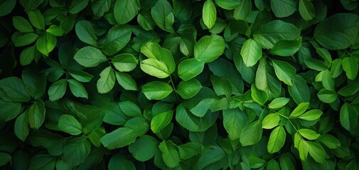 A lush array of green leaves creates a vibrant and calming natural backdrop, perfect for various design projects.