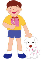 父の日のプレゼントを持つ男の子
