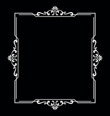 Decorative frame Elegant vector element for design in Eastern style, place for text. Floral black and white border. Lace illustration for invitations and greeting cards.