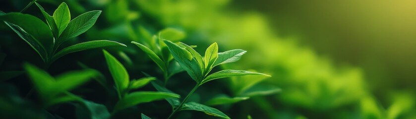 Obraz premium Close-up of fresh green leaves, showcasing vibrant colors and natural beauty in soft lighting, perfect for nature and wellness themes.