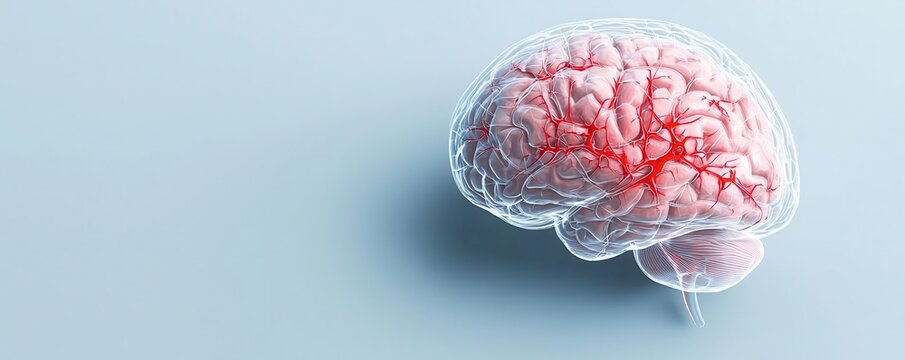 3D model of brain hemorrhage with surrounding edema, detailed and realistic, hemorrhagic stroke, pathology