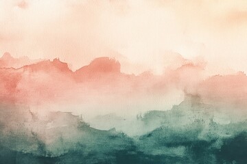 A serene watercolor landscape featuring soft hues of pink, orange, and teal, evoking calmness and tranquility.