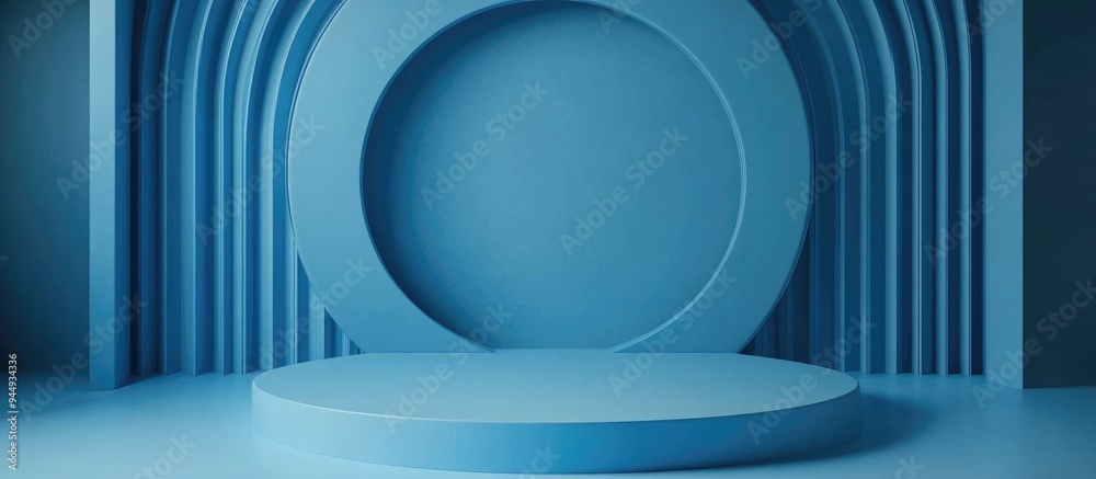 Aufkleber 3d rendering of a blue podium featuring a circular background