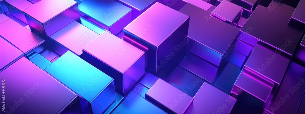 Poster 3d rendering of an abstract geometric background featuring purple and blue hues suitable for adverti