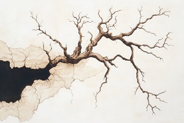 Obraz premium A detailed illustration of a tree branch emerging from a dark background, emphasizing natural beauty and artistic design.