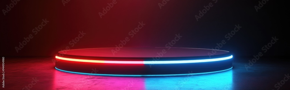 Poster 3d rendering of a gold and black platform