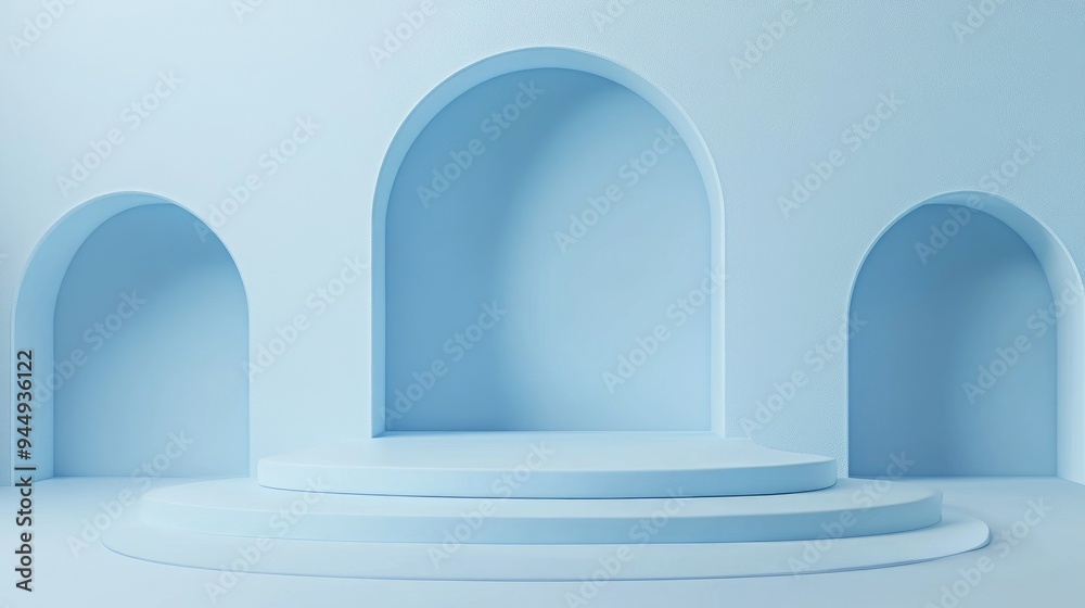 Poster 3d render of a soft blue pastel minimal background template for showcasing products