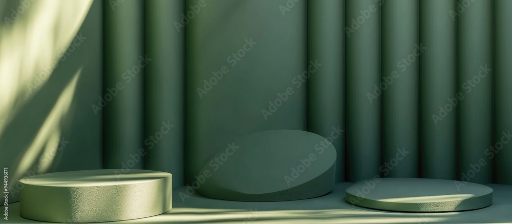 Aufkleber 3D rendering of a luxurious green khaki geometric abstract background ideal for product promotion introductory presentations and wallpaper