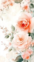 Obraz premium A beautiful arrangement of soft peach roses and delicate flowers, perfect for adding a touch of elegance to any design.