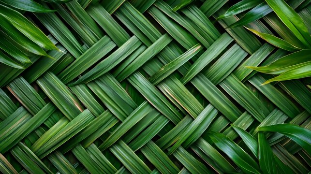 Gridded palm leaf texture with eco-friendly vibes