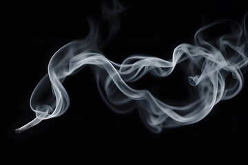 Fototapeta premium A delicate trail of smoke gently twisting and turning across a dark background, AI Generated