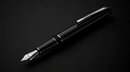 Fototapeta premium Black Fountain Pen on Black Background