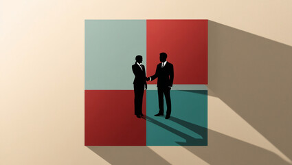 Obraz premium Two businessmen successfully signed a project cooperation