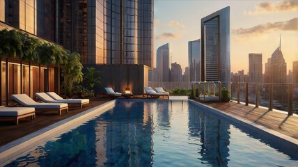 Majestic Buildings Shining Creating Beautiful Reflections