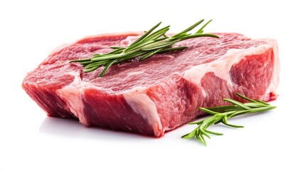 Meat slice, white background.