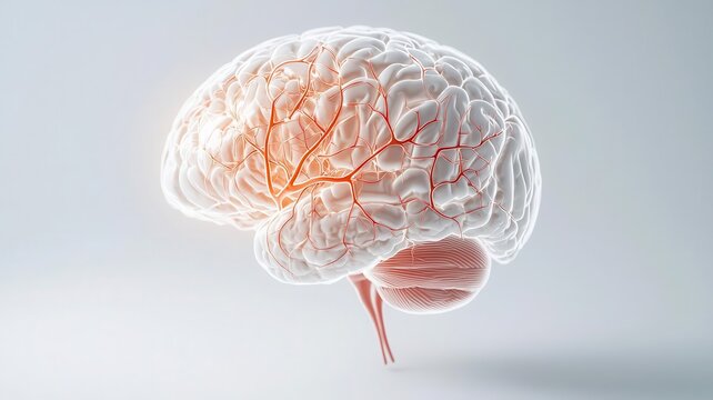 Hemorrhagic stroke simulation with contrasting healthy and affected brain areas, hemorrhage, medical research