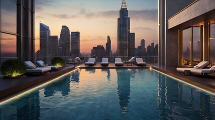 Obraz premium Majestic Buildings Shining Creating Beautiful Reflections