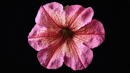 Pink Petunia Flower on Black Background