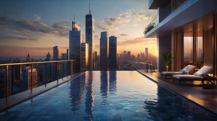 Fototapeta premium Majestic Buildings Shining Creating Beautiful Reflections