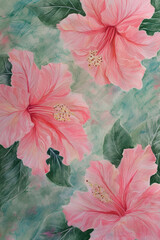 Beautiful watercolor of swamp hibiscus flowers  ,hibiscus flower in watercolor style