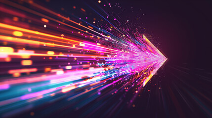 Obraz premium High-speed digital arrow with vibrant colors representing rapid technology and innovation