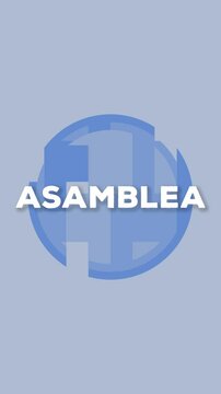 video corto letrero asamblea animado con lineas que se unen en azules