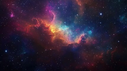 Colorful space backdrop featuring stars and a nebula gas cloud showcasing a 3D rendered science fiction illustration