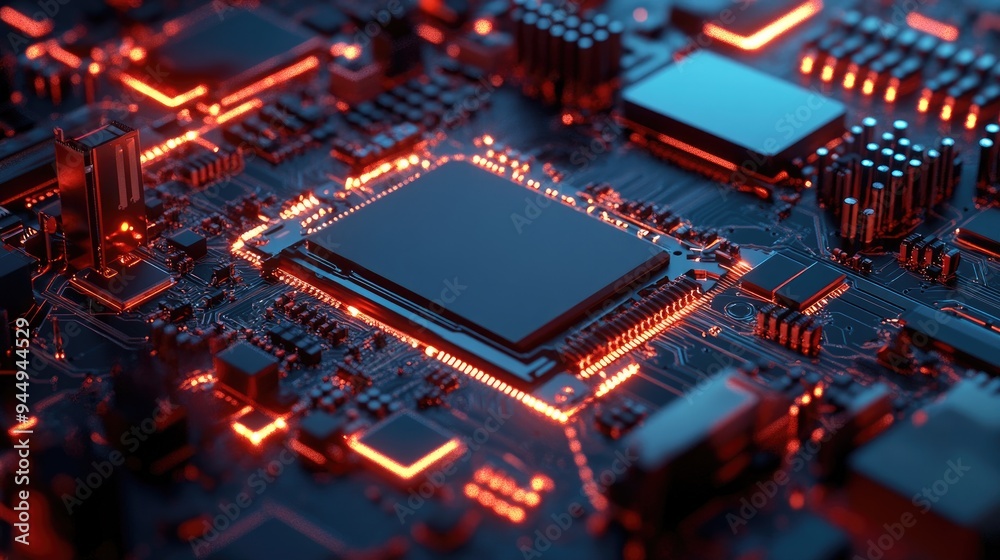 Poster 3d rendering of a conceptual image depicting central computer processors cpu in an abstract design