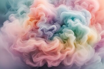 Fototapeta premium A swirling cloud of colored smoke with soft pastel hues blending together in a gradient, AI Generated