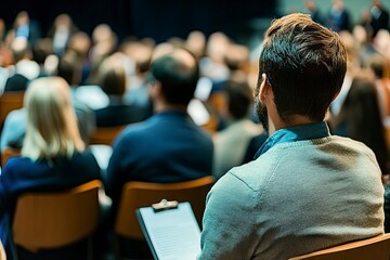 Group of people having business seminar , ai