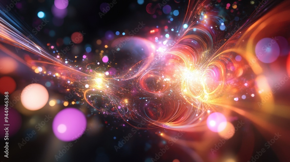 Poster abstract colorful fractal light background in 3d rendering